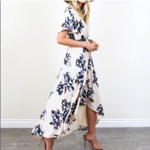 Boutique High Low Floral faux Wrap Dress